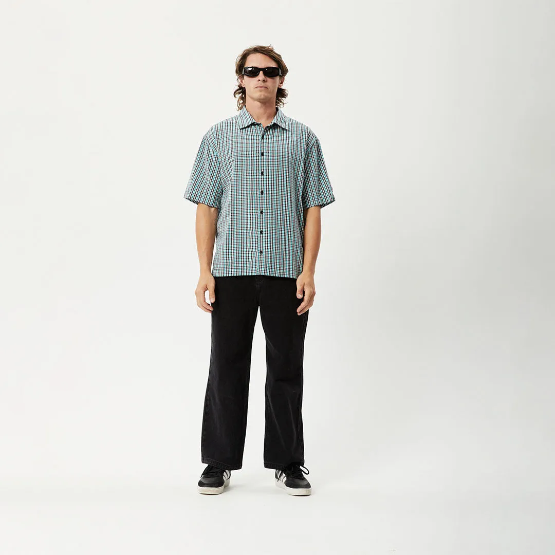 AFENDS Mens Checkers - Check Short Sleeve Shirt - Black