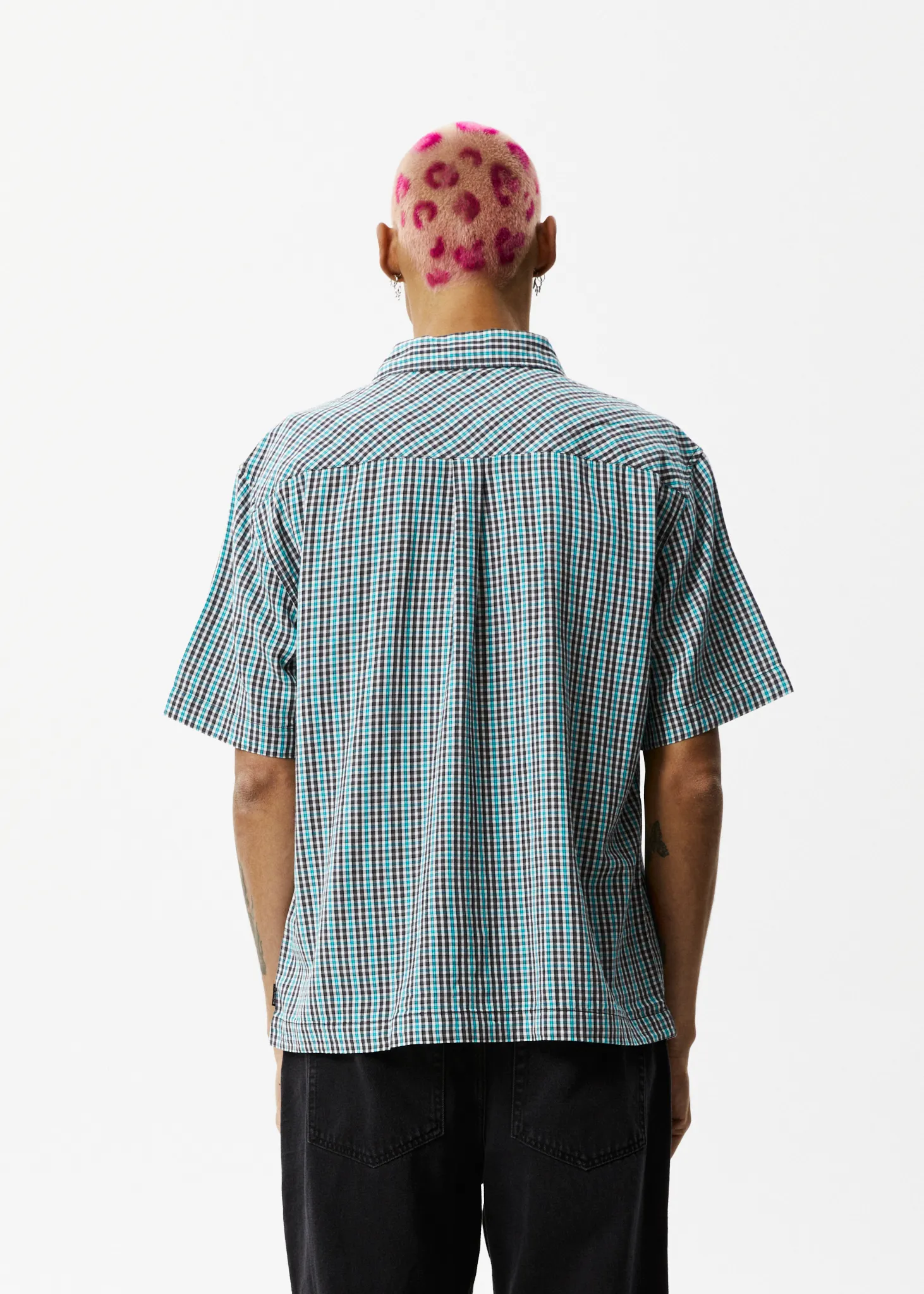 AFENDS Mens Checkers - Check Short Sleeve Shirt - Black