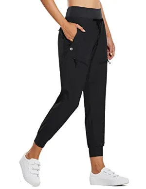 BALEAF Women's Joggers Lightweight Hiking Pants High Waist 5 Zipper Pockets Quick Dry Travel Athletic UPF50  Khaki XL