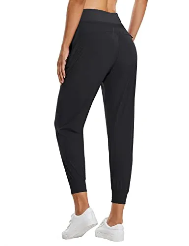 BALEAF Women's Joggers Lightweight Hiking Pants High Waist 5 Zipper Pockets Quick Dry Travel Athletic UPF50  Khaki XL