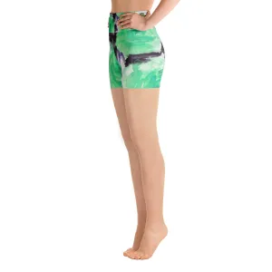 Blue Rose Yoga Tights, Rose Floral Print Ladies Fitness Gym Shorts -Made in USA/EU (US Size: XS-XL)