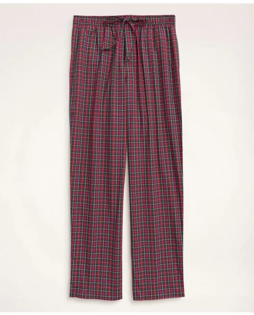 Brooks Brothers Men's Cotton Broadcloth Tartan Lounge Pants Red