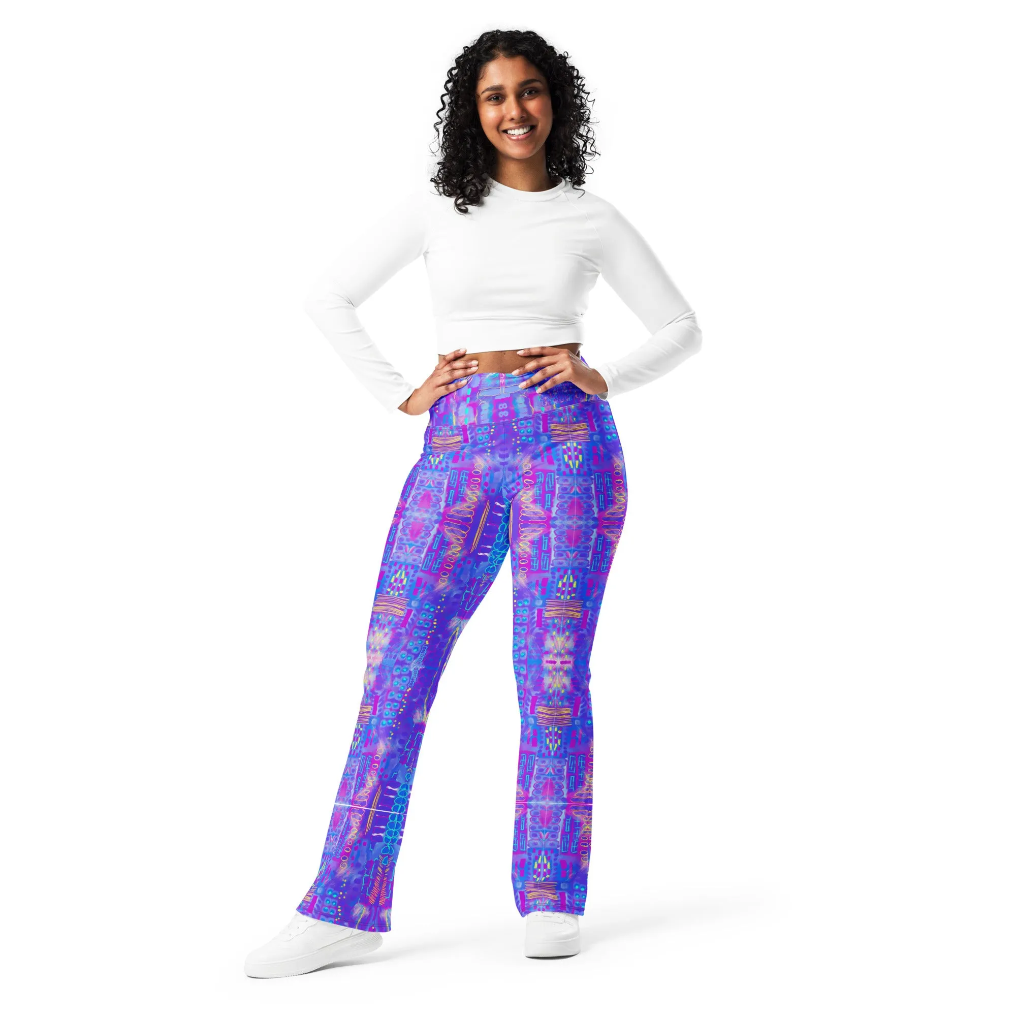 City Night Scape Flare Hem yoga leggings