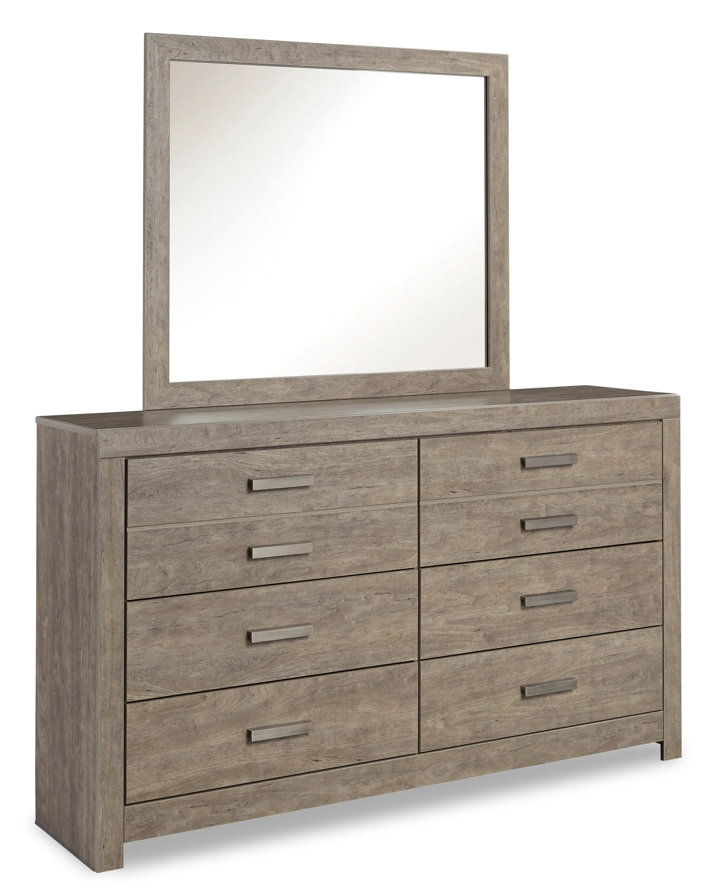 Culverbach Full Panel Bed with Mirrored Dresser in Gray