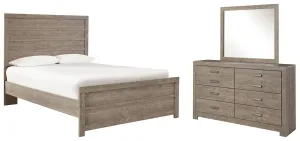 Culverbach Full Panel Bed with Mirrored Dresser in Gray