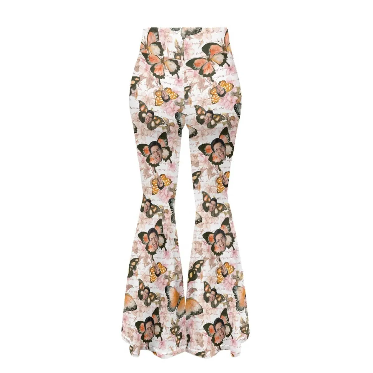 Custom Face Butterfly Flare Yoga Pants for Women Soft High Waist Bootcut Leggings
