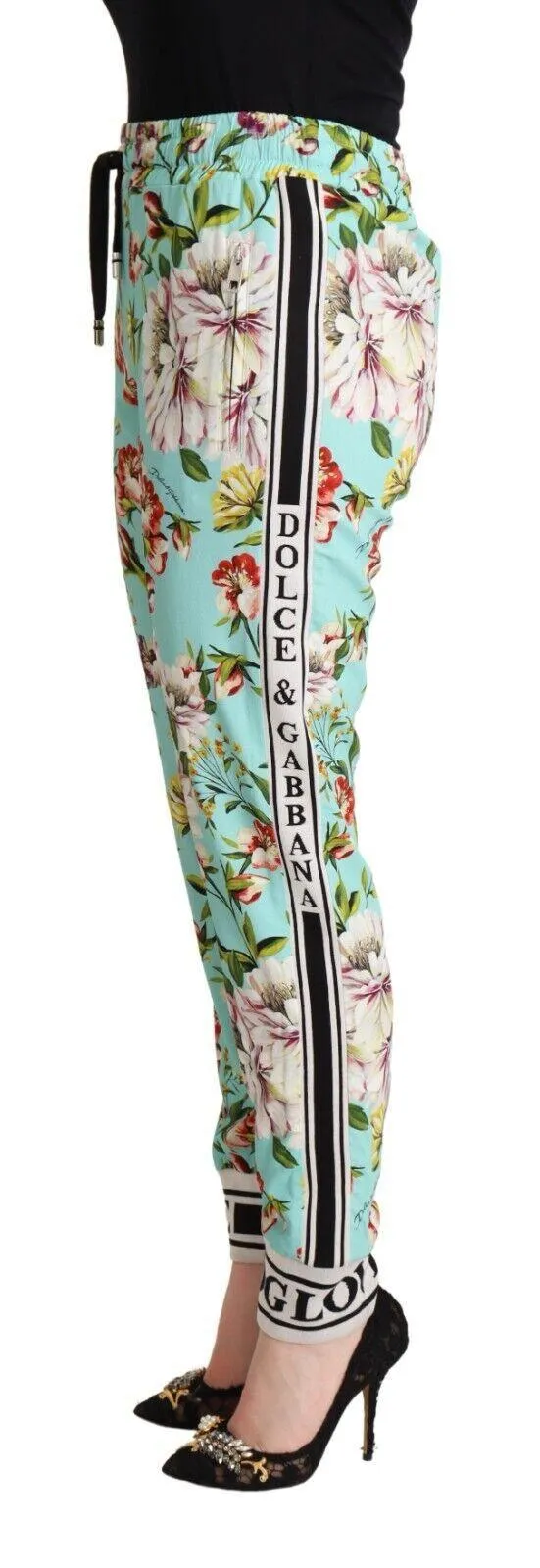 Dolce & Gabbana Floral Viscose Jogger Pants in Green