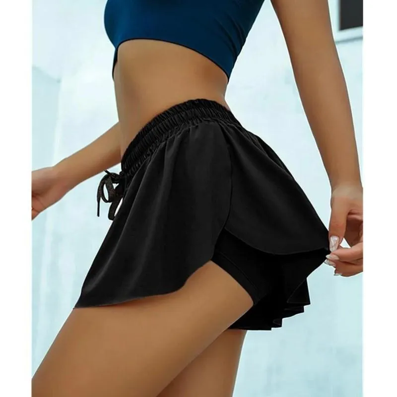 FashionSierra - Women's anti-empty yoga shorts summer fake two pieces yoga sport shorts