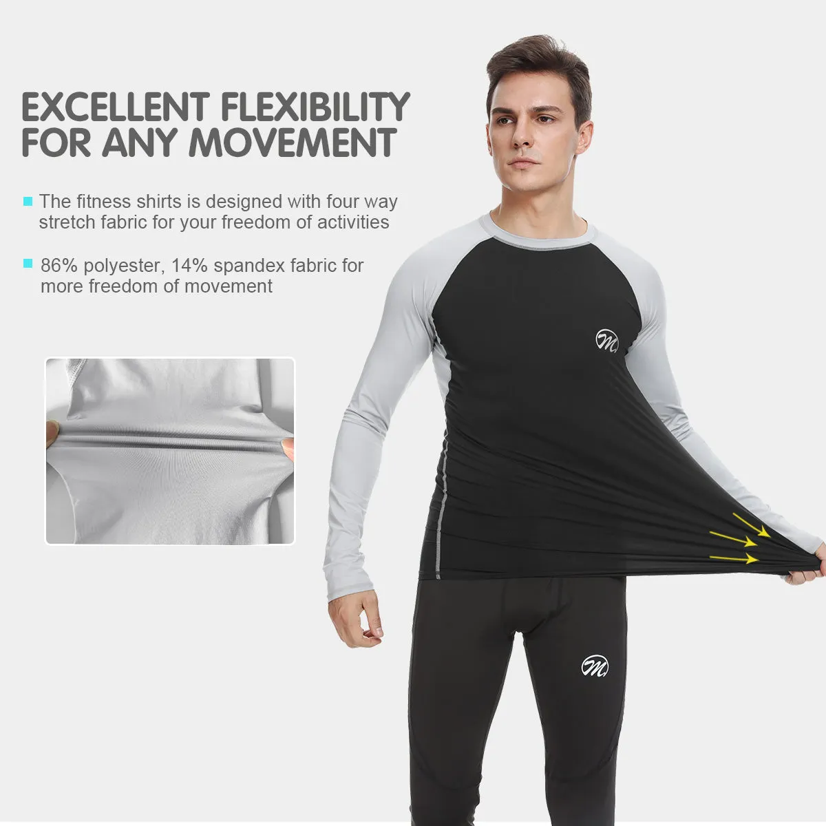 MEETWEE Men's Compression Shirts Base Layer Top