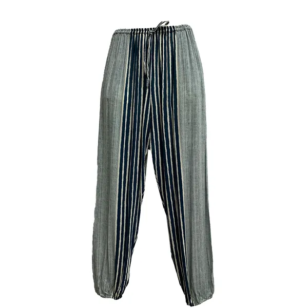 Men's Ethnic Print Boho Casual Unisex Yoga Lounge Striped Harem Pants Trousers with Pockets