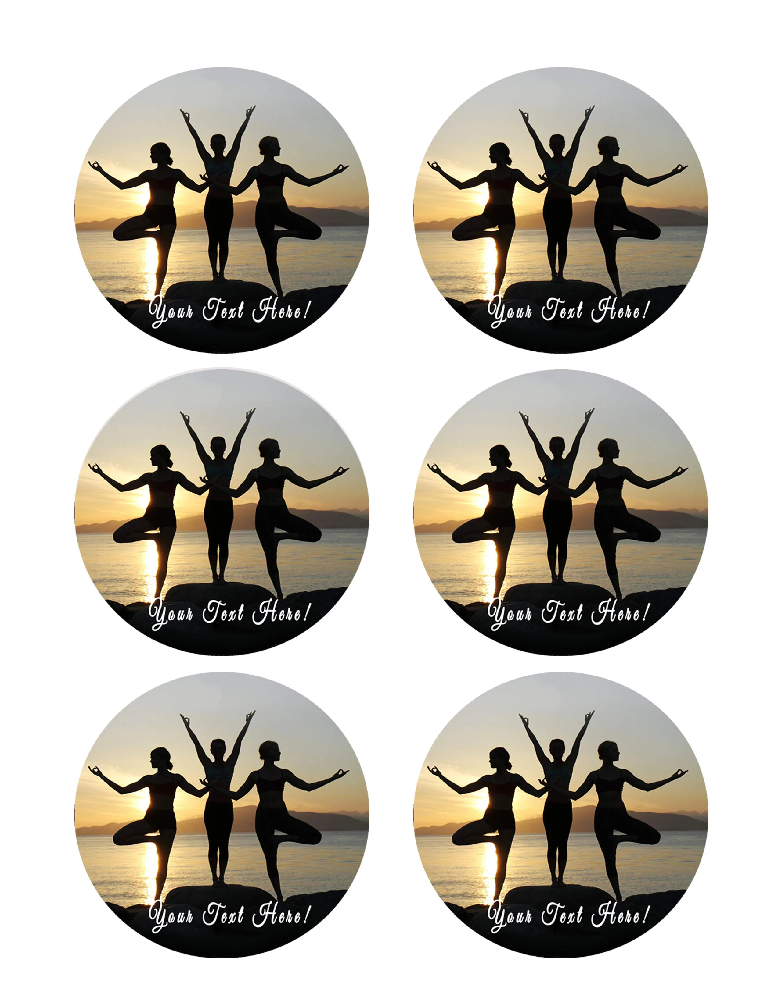 Namaste Yoga - Edible Cake Topper, Cupcake Toppers, Strips