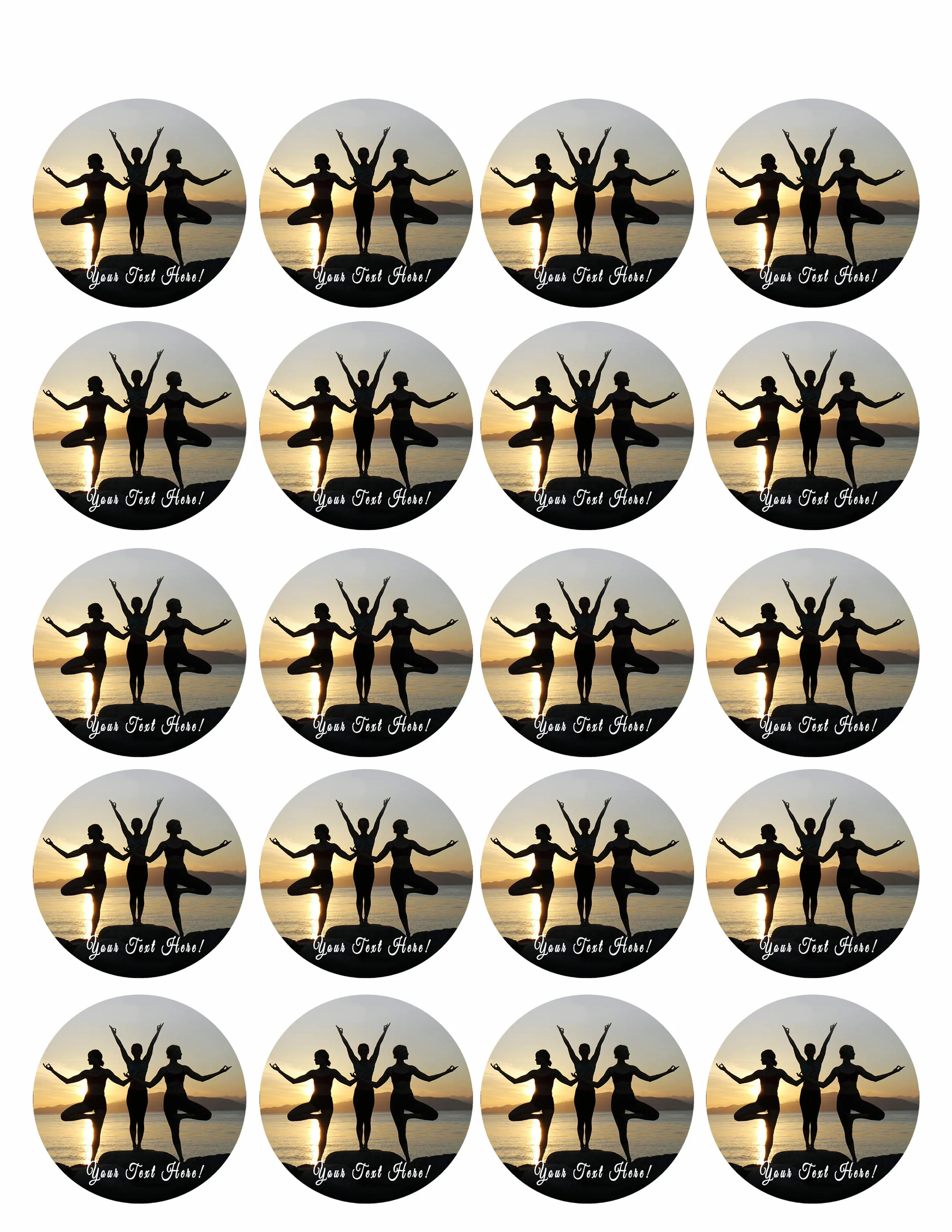 Namaste Yoga - Edible Cake Topper, Cupcake Toppers, Strips
