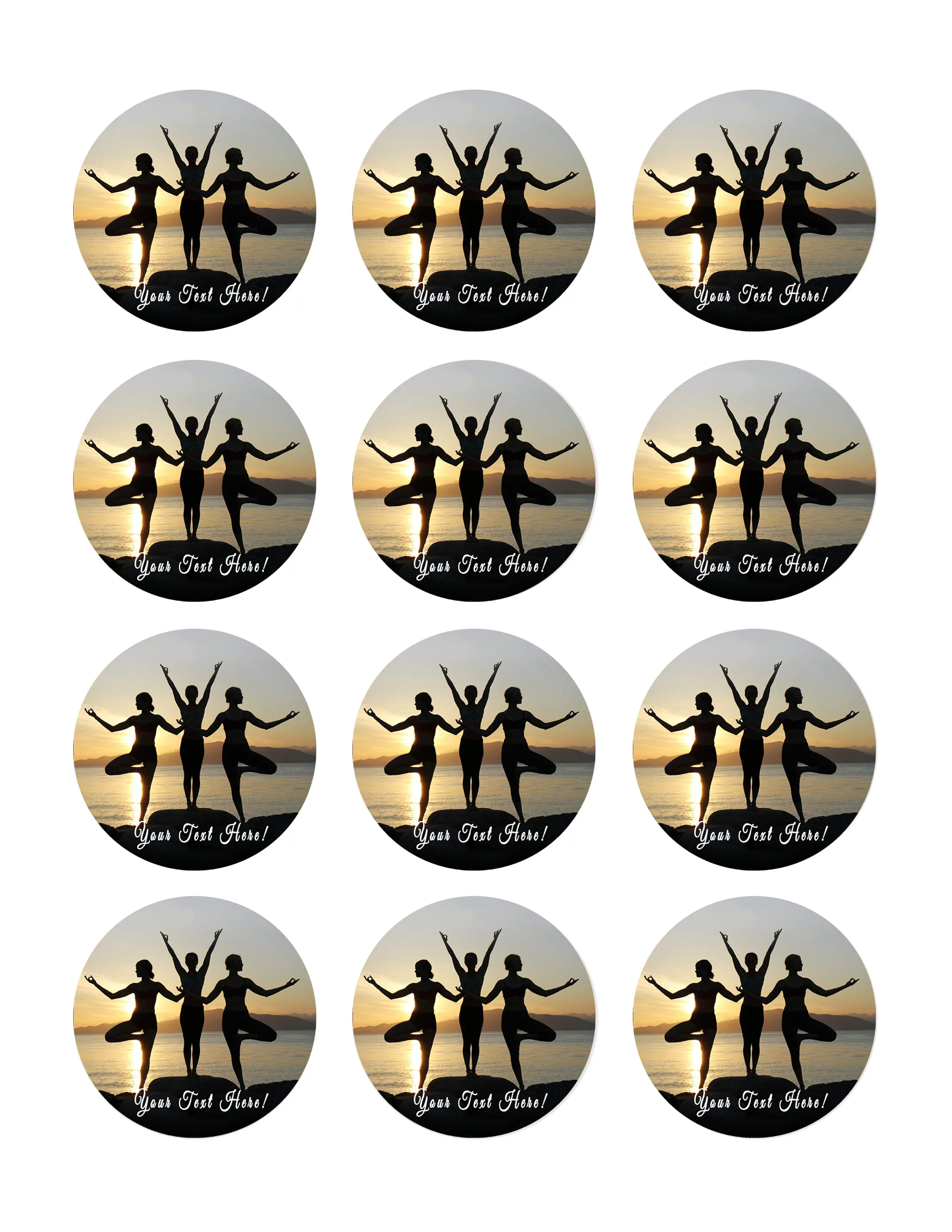 Namaste Yoga - Edible Cake Topper, Cupcake Toppers, Strips