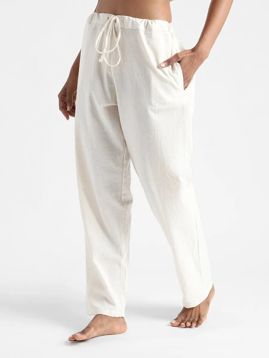 Natural White Pants - Hand Spun & Hand Woven - Organic Cotton & Naturally Dyed