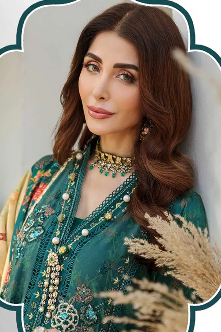 Noor by Saadia Asad - Design 6B Noor Embroidered Prints Woolen Shawl Collection