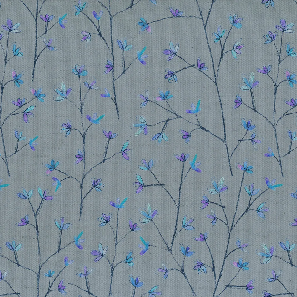 Ophelia Printed Cotton Fabric (By The Metre) Bluebell