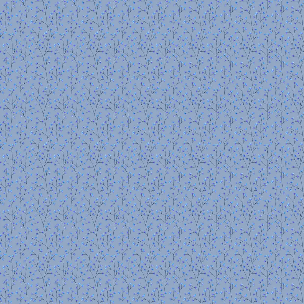 Ophelia Printed Cotton Fabric (By The Metre) Bluebell