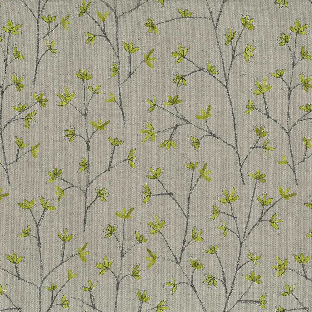 Ophelia Printed Cotton Fabric (By The Metre) Lime