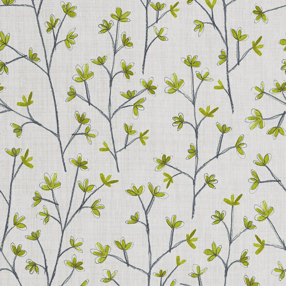 Ophelia Printed Linen Fabric (By The Metre) Lime Green
