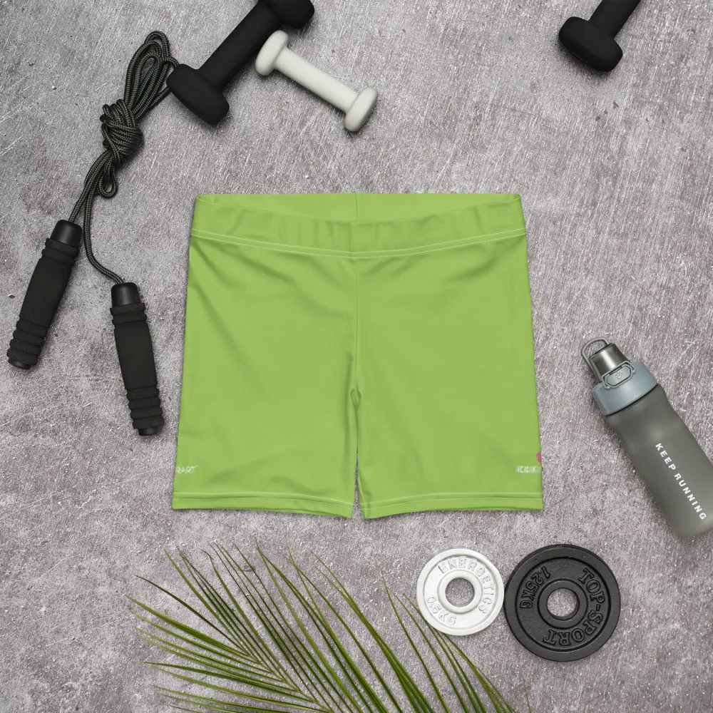 Pastel Green Women's Best Shorts, Premium Light Green Elastic Short Tights-Made in USA/EU