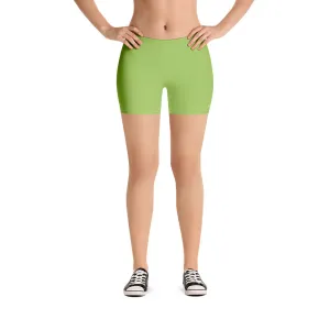 Pastel Green Women's Best Shorts, Premium Light Green Elastic Short Tights-Made in USA/EU