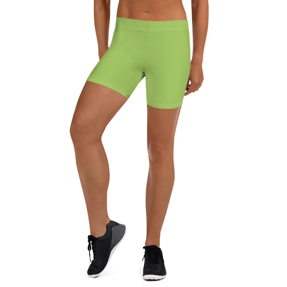 Pastel Green Women's Best Shorts, Premium Light Green Elastic Short Tights-Made in USA/EU