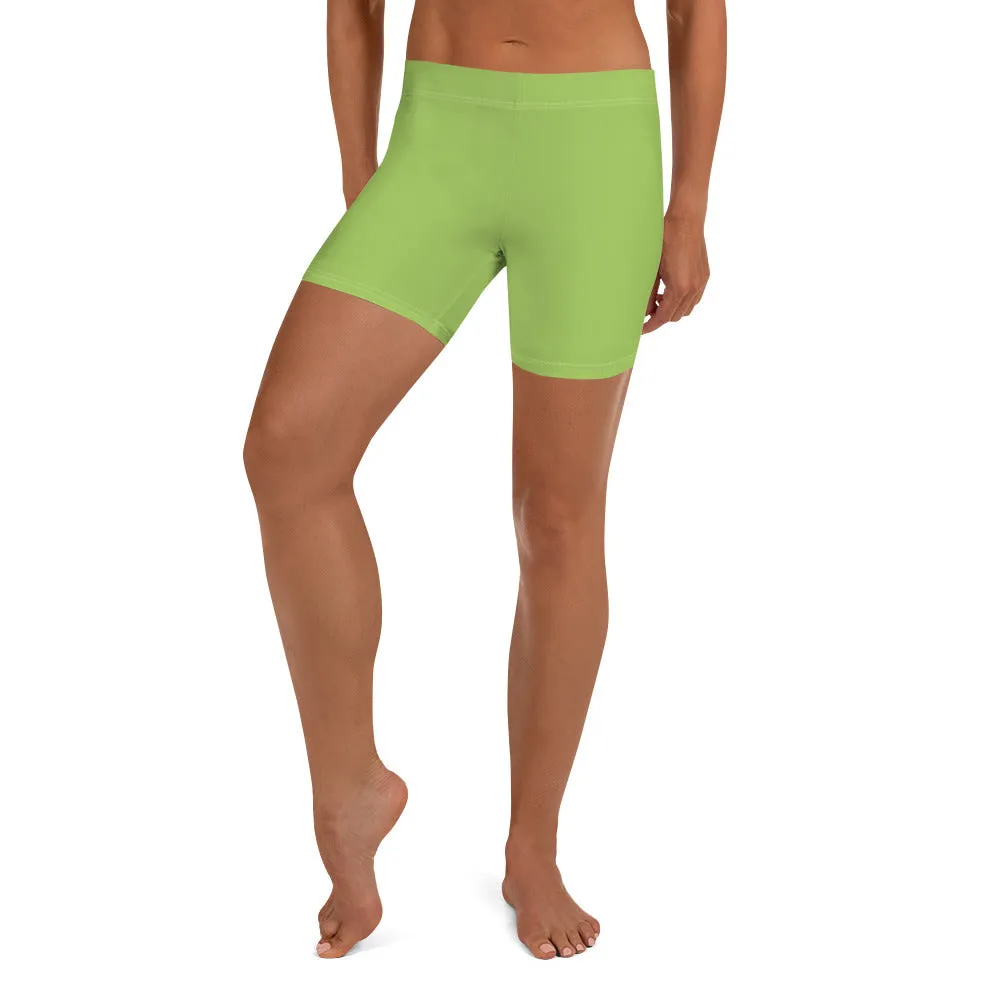 Pastel Green Women's Best Shorts, Premium Light Green Elastic Short Tights-Made in USA/EU
