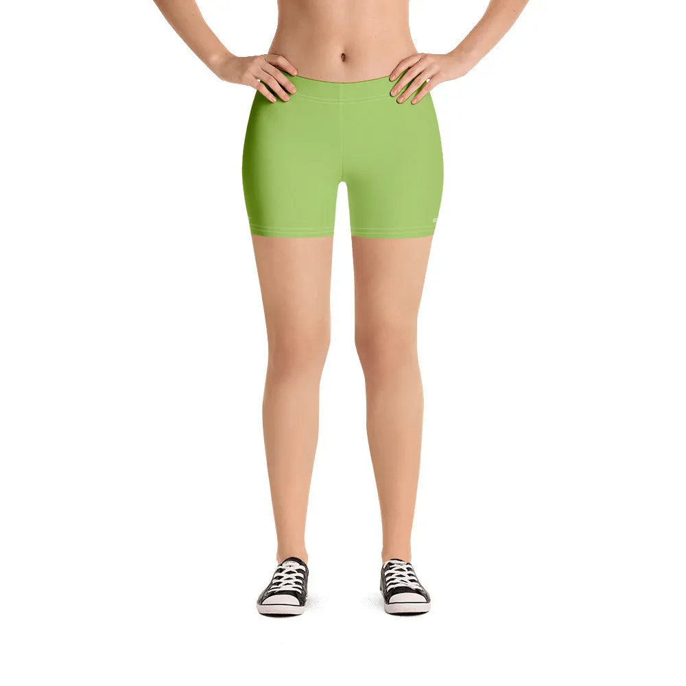 Pastel Green Women's Best Shorts, Premium Light Green Elastic Short Tights-Made in USA/EU