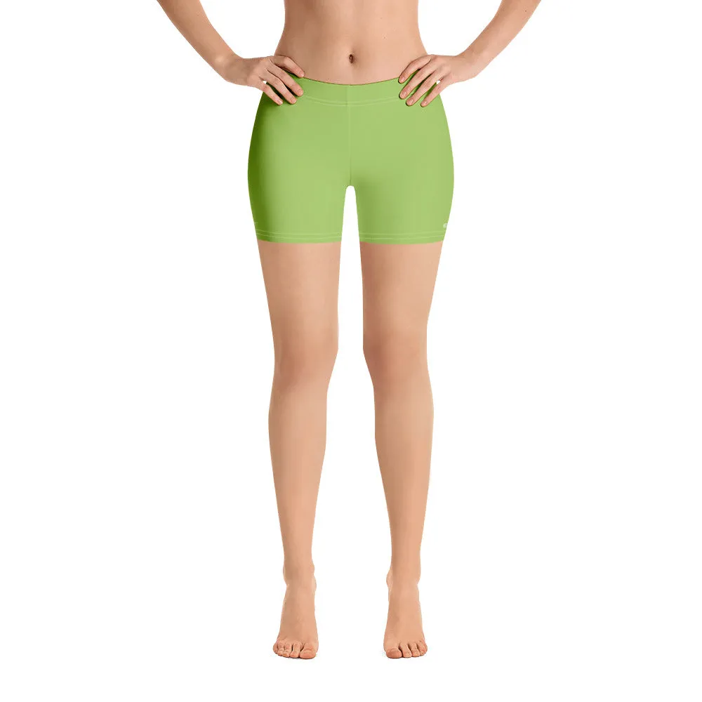 Pastel Green Women's Best Shorts, Premium Light Green Elastic Short Tights-Made in USA/EU