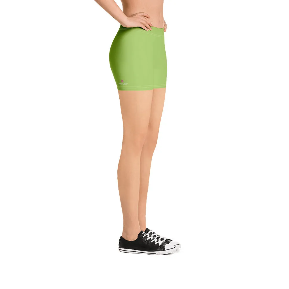 Pastel Green Women's Best Shorts, Premium Light Green Elastic Short Tights-Made in USA/EU