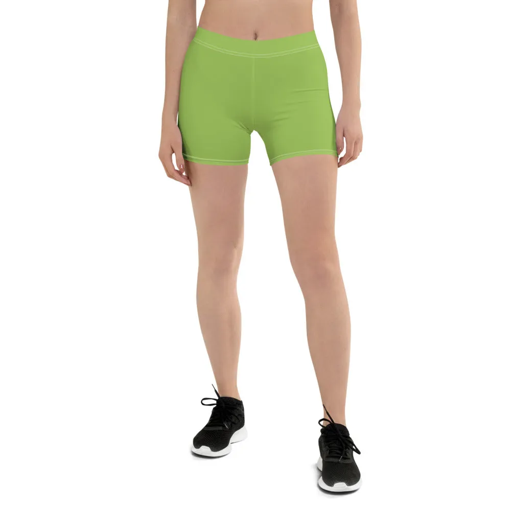 Pastel Green Women's Best Shorts, Premium Light Green Elastic Short Tights-Made in USA/EU