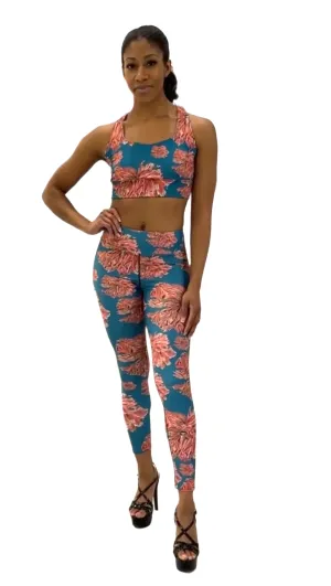 Peonies High Waist Pocket Leggings