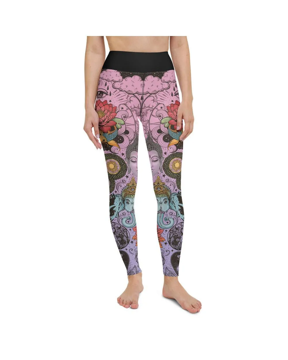 Pink Tattooed Lotus Yoga Pants
