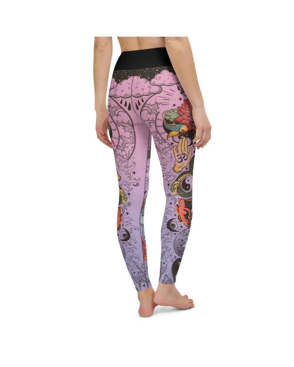 Pink Tattooed Lotus Yoga Pants