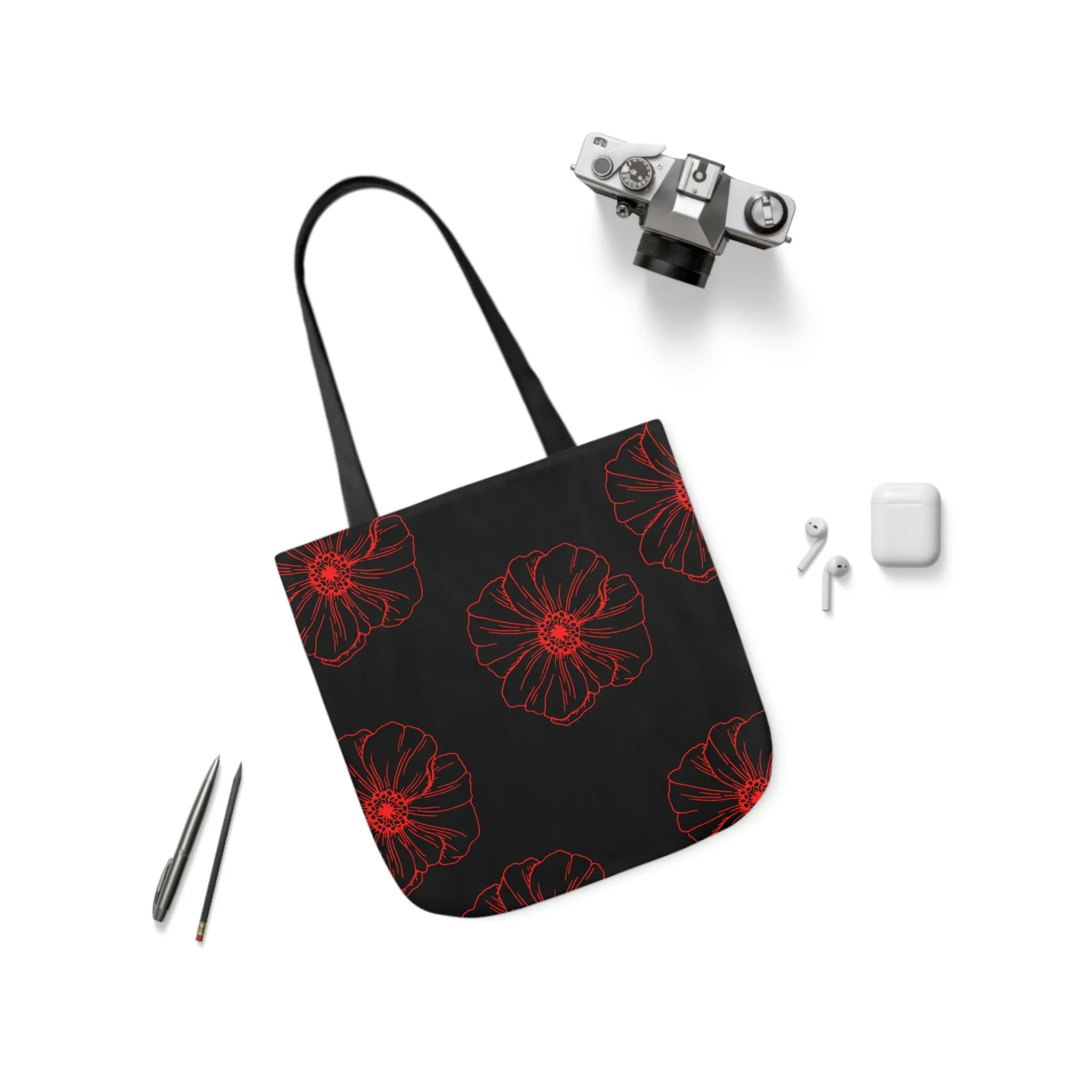 Poppy Polyester Canvas Tote Bag