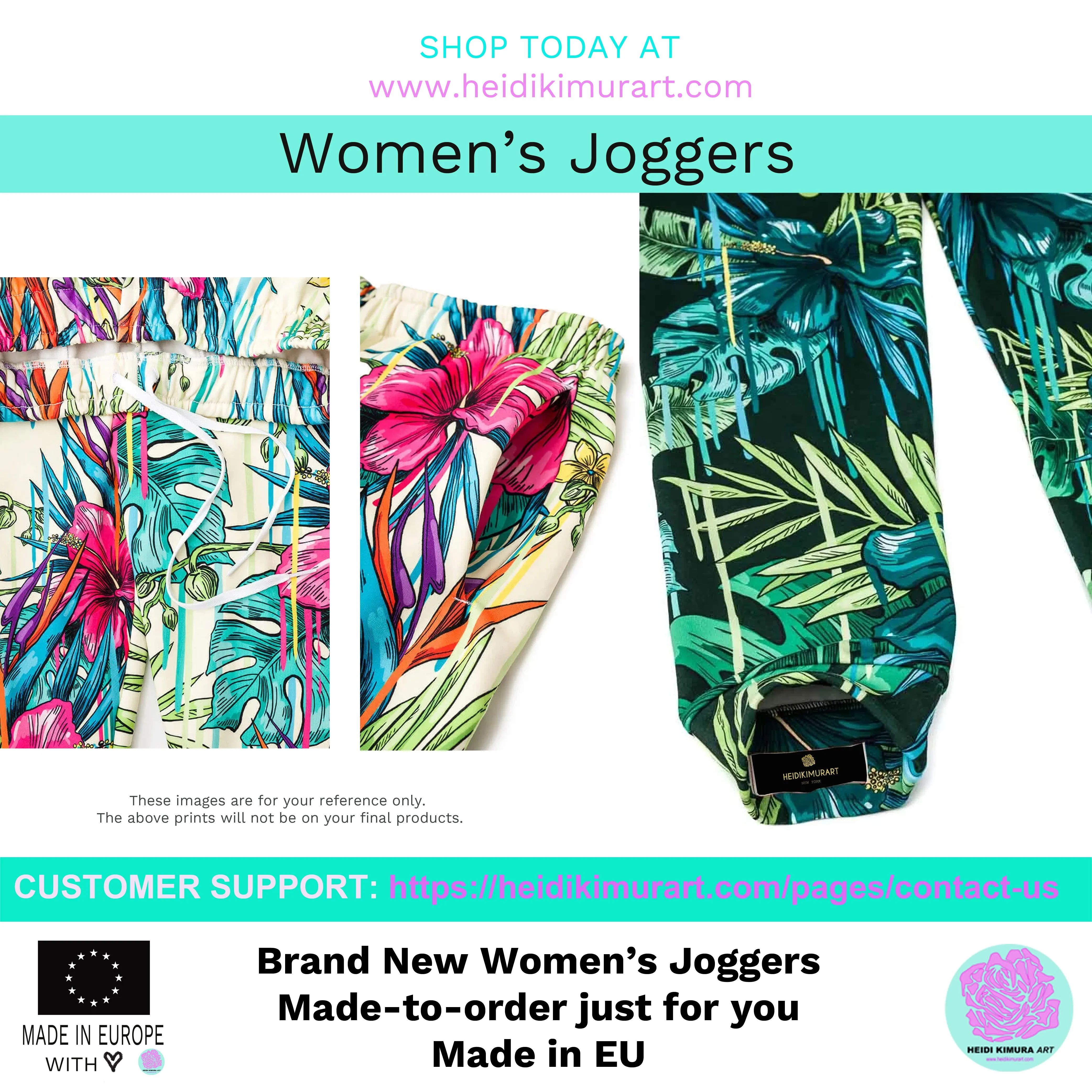 Red Abstract Women's Joggers, Luxury Best Floral Printed Ladies' Sweatpants-Made in EU/MX