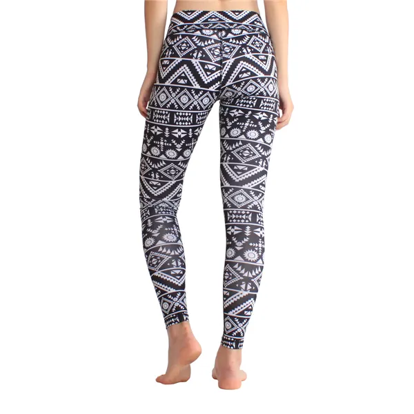 Retro Printed Yoga Pants With Pocket On Waistband