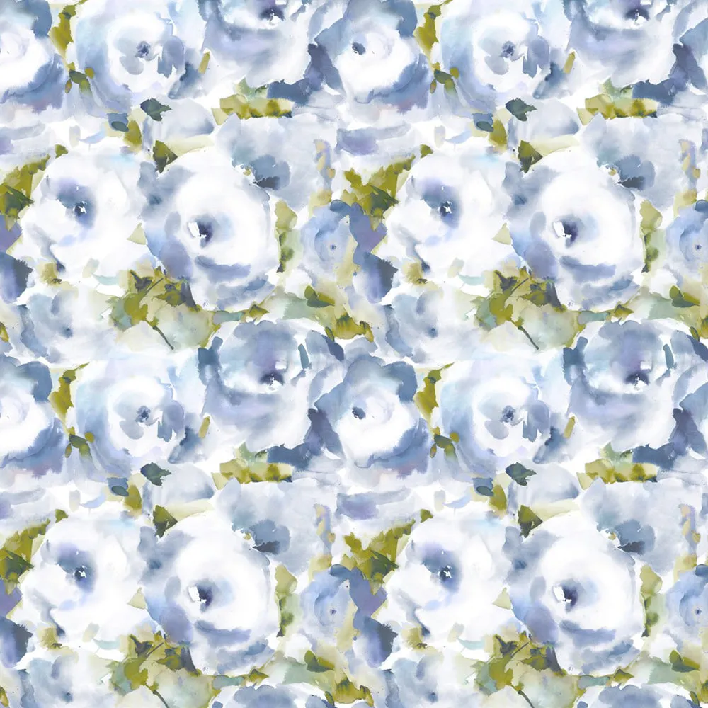 Rosa Printed Cotton Fabric (By The Metre) Bluebell