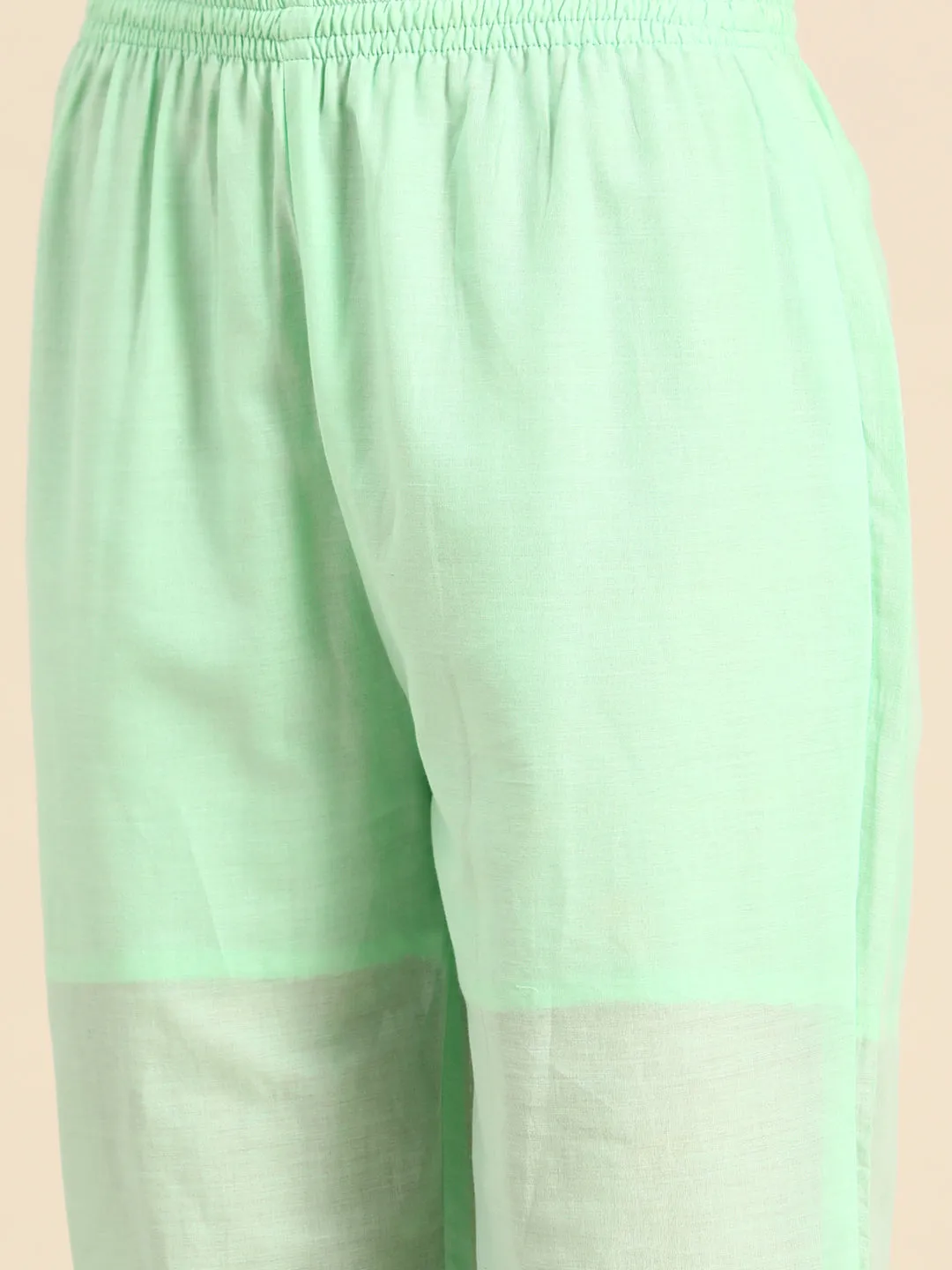 Seafoam Green Pure Cotton Kalidar Kurta Set