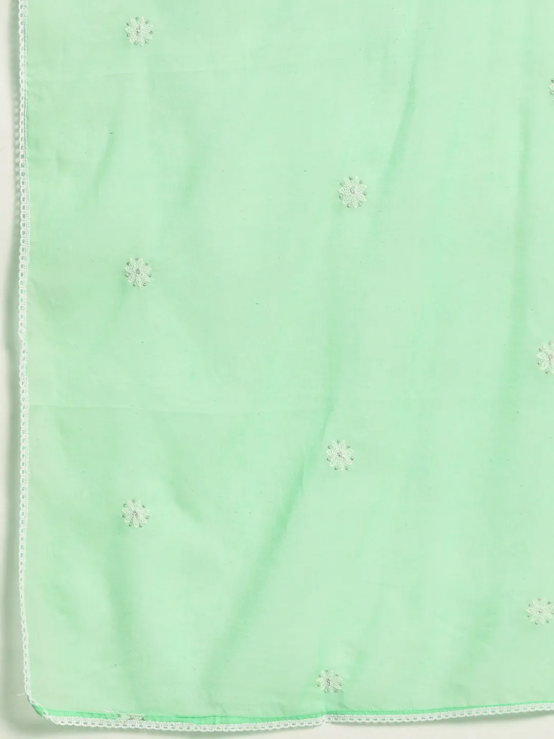Seafoam Green Pure Cotton Kalidar Kurta Set