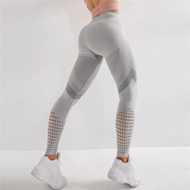 Seamless Sport Leggings Women Cotton Elastic Mesh Dry Fit Booty High Waist Fitness Yoga Pant Workout Gym Energy Push up Leggings
