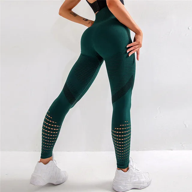 Seamless Sport Leggings Women Cotton Elastic Mesh Dry Fit Booty High Waist Fitness Yoga Pant Workout Gym Energy Push up Leggings