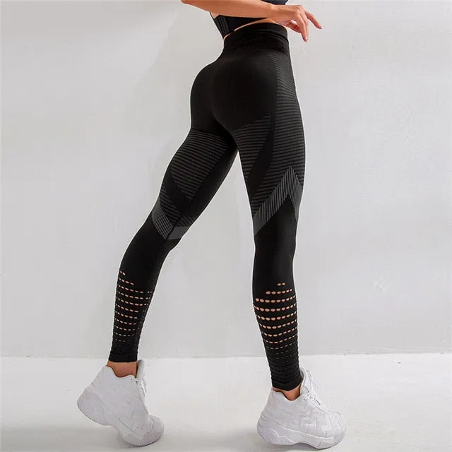 Seamless Sport Leggings Women Cotton Elastic Mesh Dry Fit Booty High Waist Fitness Yoga Pant Workout Gym Energy Push up Leggings