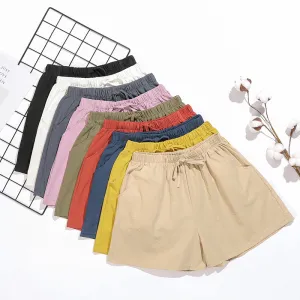 Summer loose linen cotton linen large size student sports casual shorts women's wide leg pants