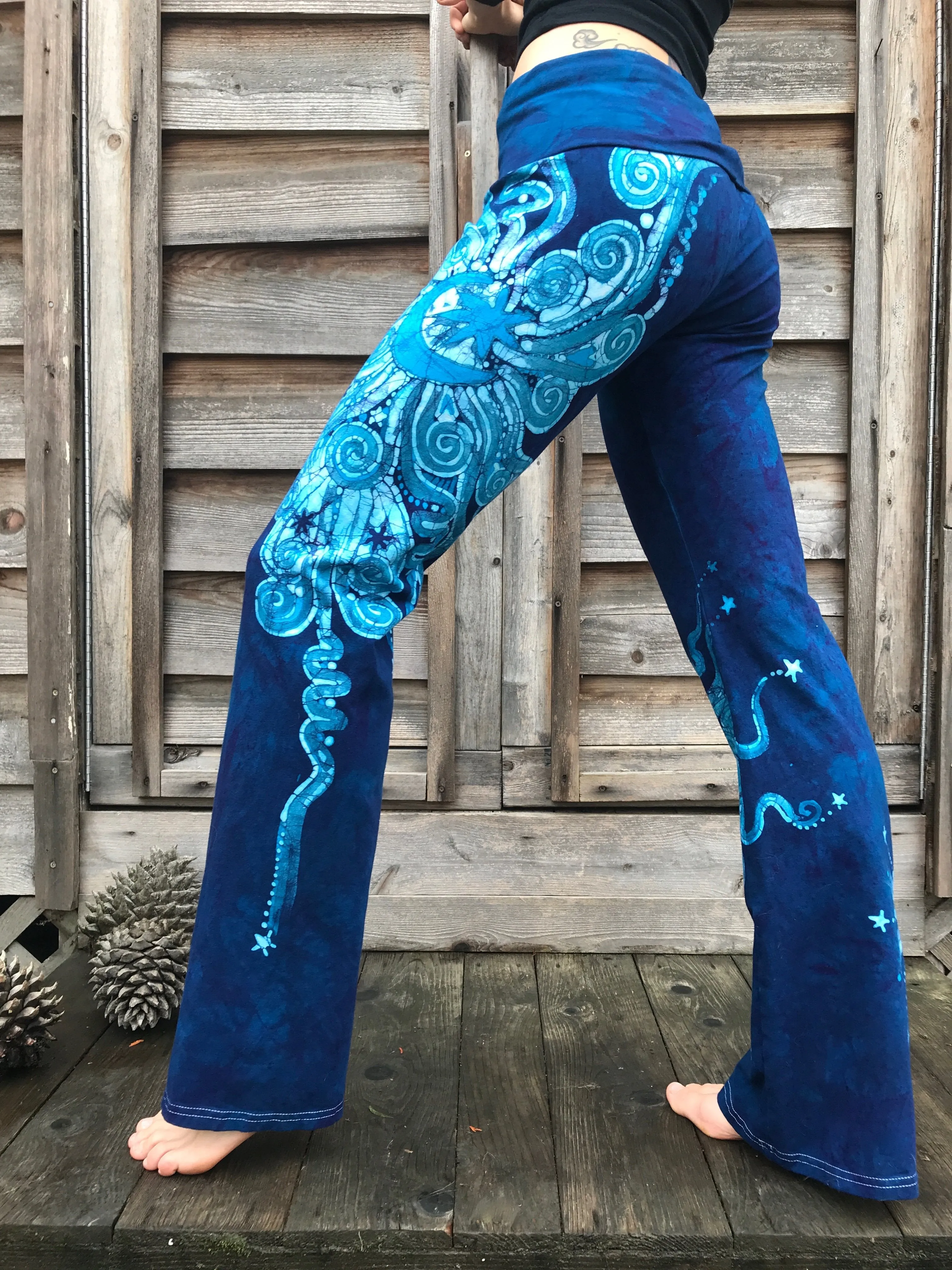 Super Blue Nova Handmade Batikwalla Yoga Pants