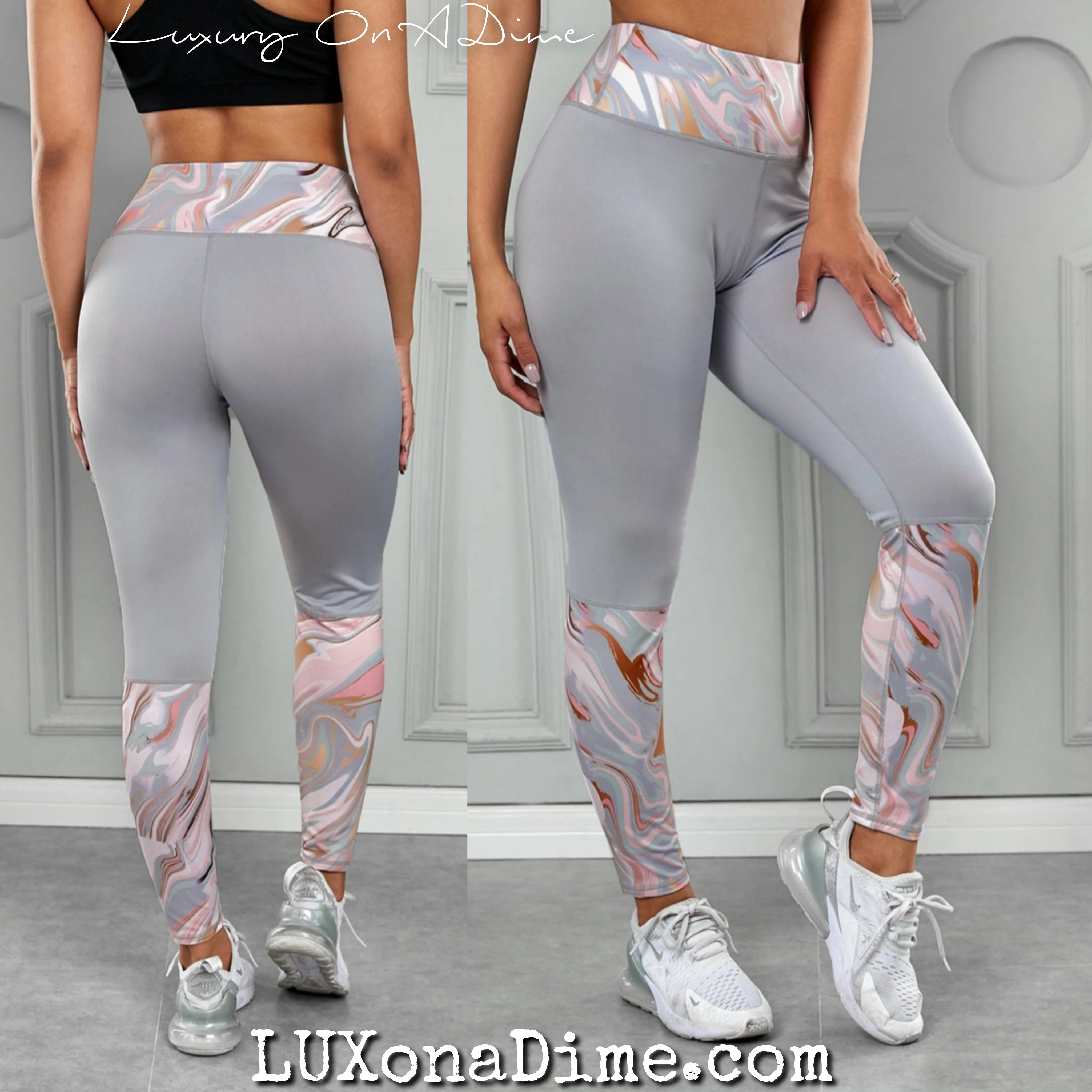 Trendy Printed Wide Waistband Active Yoga Workout Pants