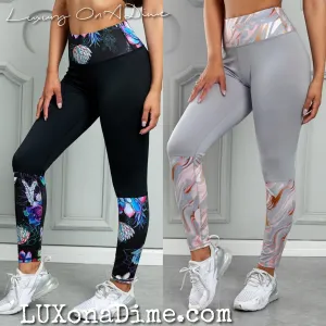 Trendy Printed Wide Waistband Active Yoga Workout Pants