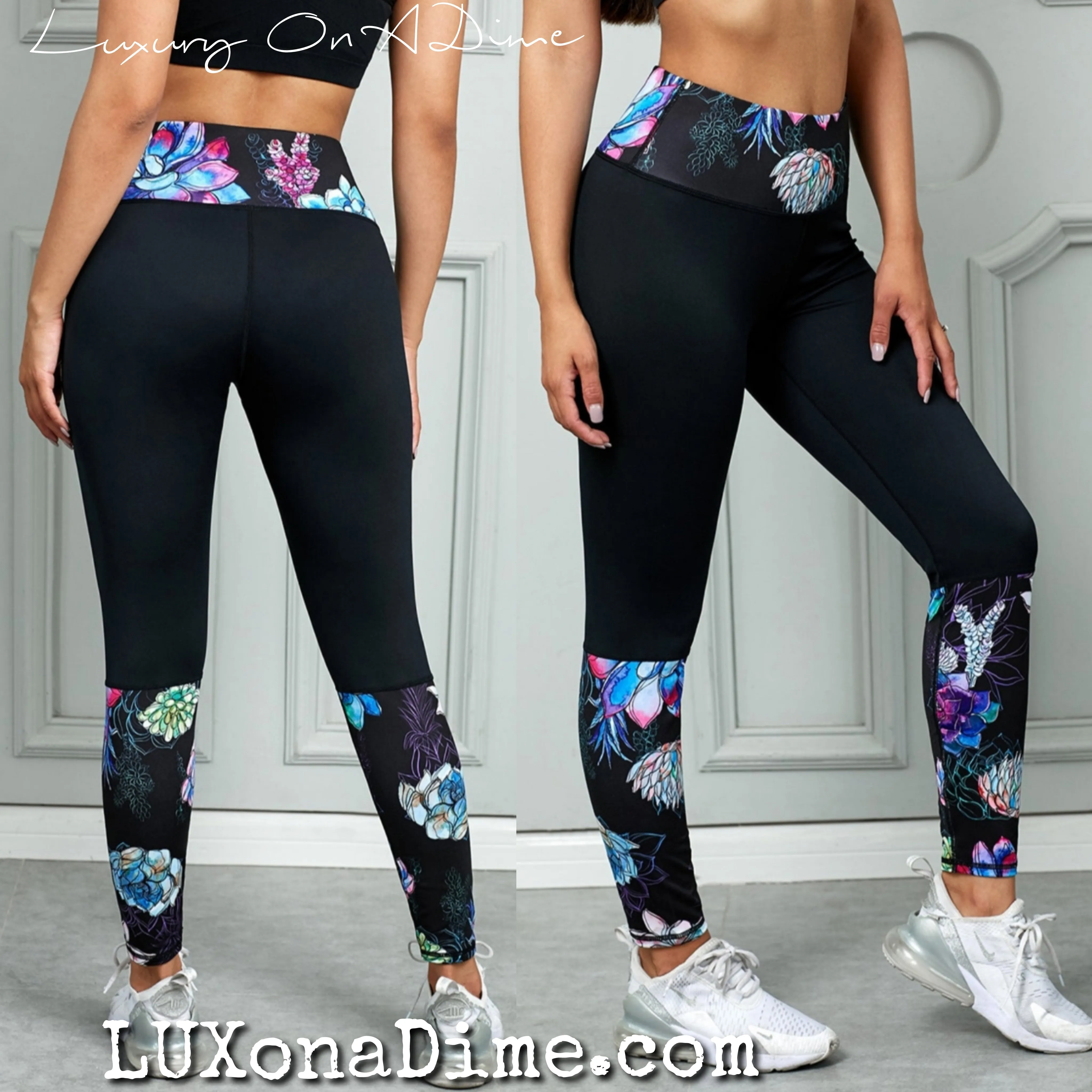 Trendy Printed Wide Waistband Active Yoga Workout Pants