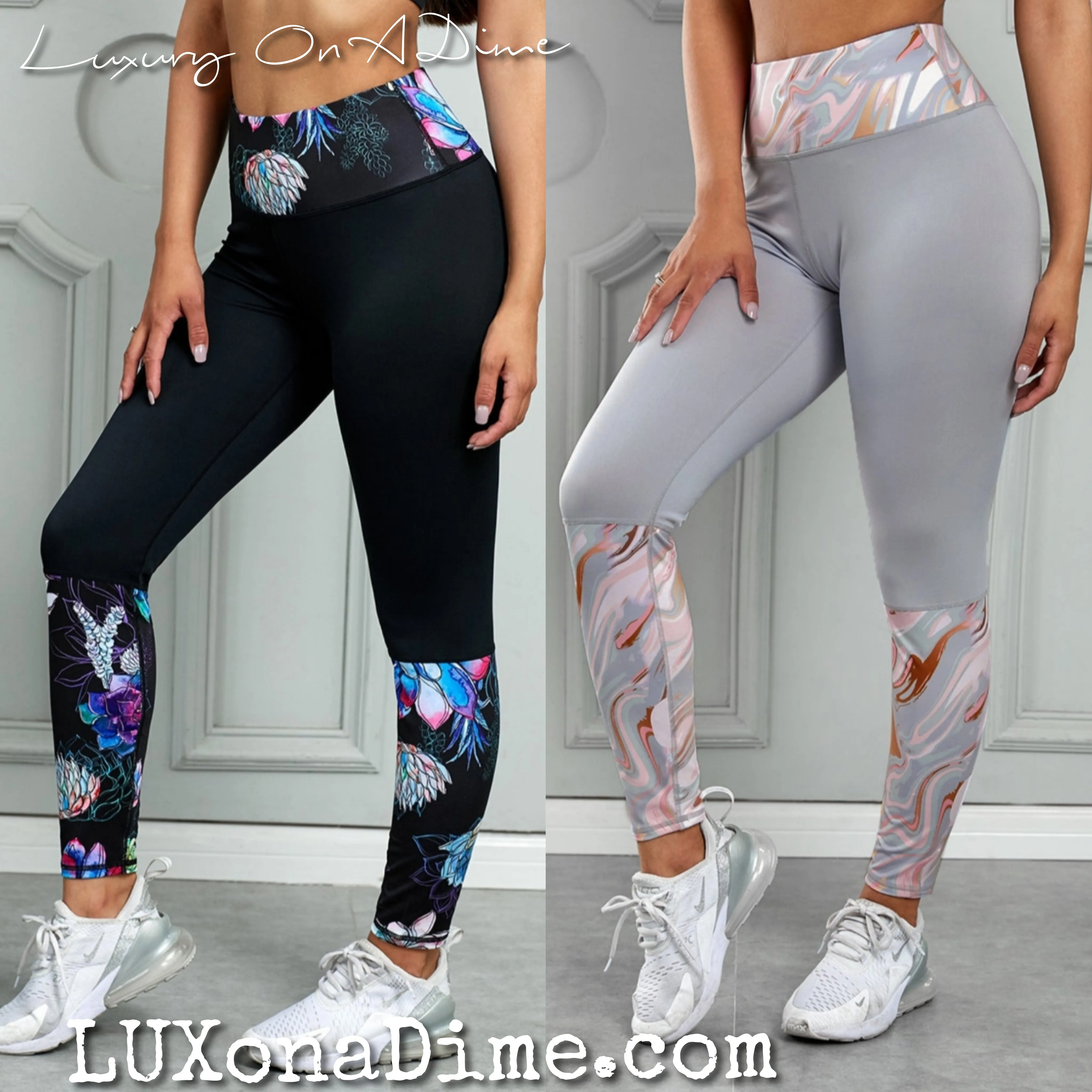 Trendy Printed Wide Waistband Active Yoga Workout Pants