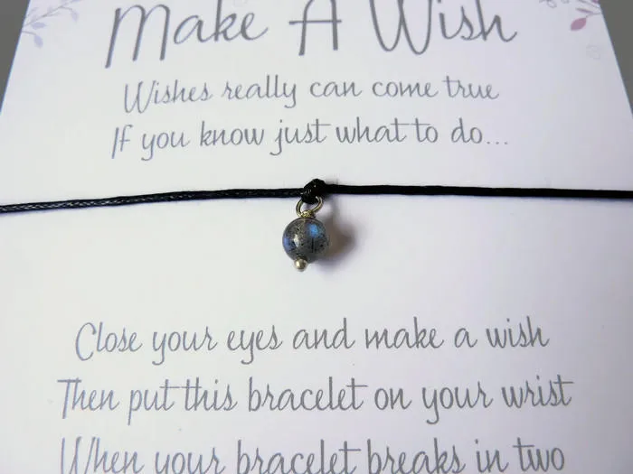 Wish Bracelet - Labradorite Gemstone Charm. Healing Labradorite Simple Bracelet.